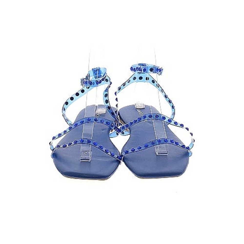 Marc Fisher Studded Strappy Ankle Flat Sandals Size 9 Blue NEW